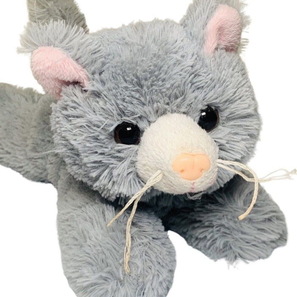Unipak Gray Tabby Cat Plush Pink Ears 2945KA Stuffed Animal Toy Soft Lovey 8"